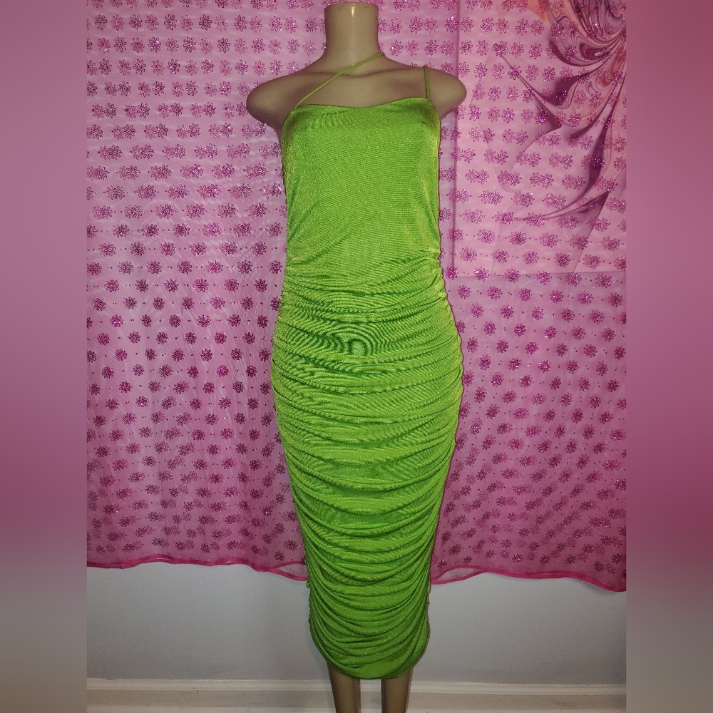 Green Rouched Party Dress